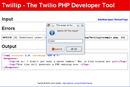 Twillip - New Input Prompt