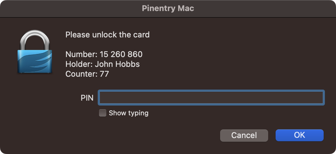 pinentry-mac asking for my Yubikey PIN