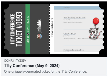 My ticket to 11ty conf